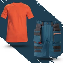 Munkaruha Szett DX444 m kék rövidnadrág +narancs poló 