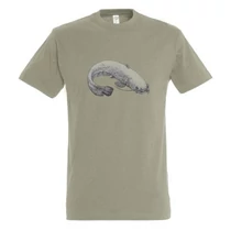 Póló S-2xl Méretig Harcsa Mintával Khaki Kerek Nyak