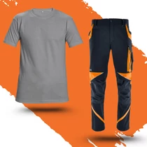 Munkaruha Szett Neoflex deréknadrág narancs+ kőszürke poló 