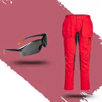 Munkaruha Szett CD883 piros deréknadrág + PW15 szemüveg 