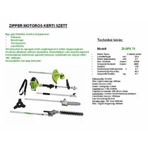 Fűkasza Szett Bozótvágó-sövénynyíró-láncfűrész Zipper Gps70g