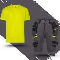 Munkaruha Szett DX444 szürke rövidnadrág +Derby f.sárga poló