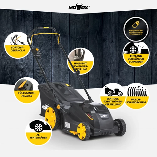Fűnyíró akkus MOWOX EM 3440 PX-Li 40V 2,5Ah 34cm 35L szett kép 3