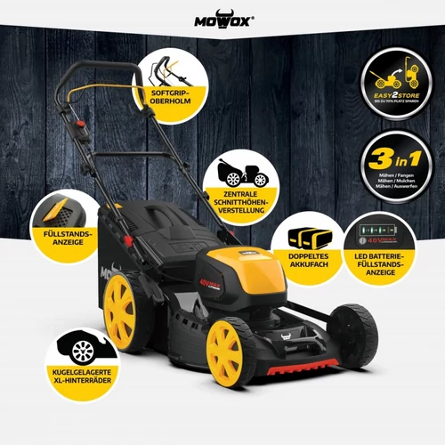 Fűnyíró akkus MOWOX EM 5140 SX-2Li 40V 4Ah 51cm 60L önj 3in1 kép 3