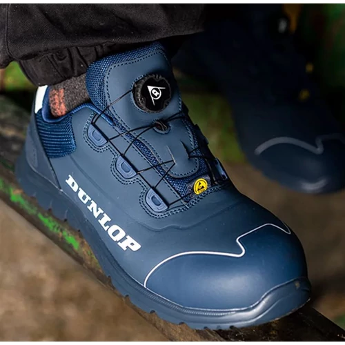 Munkavédelmi cipő 42 Dunlop S3 ESD matt navy gyorsfűzős 
