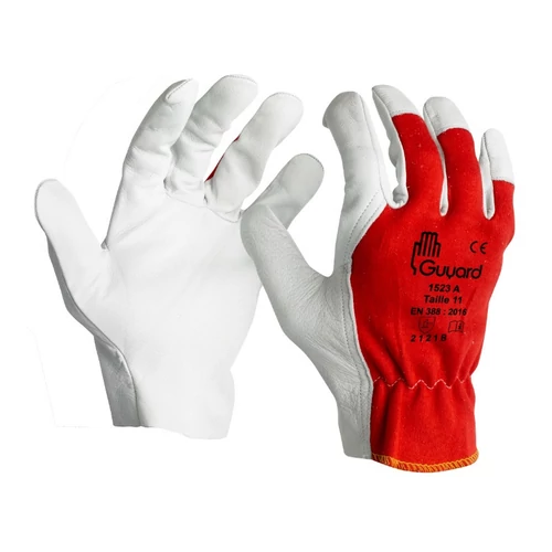 Kesztyű 9 Guyard 1523 kombinált bőr fehér-piros
